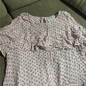 Modcloth Pink and Green Patterned Top